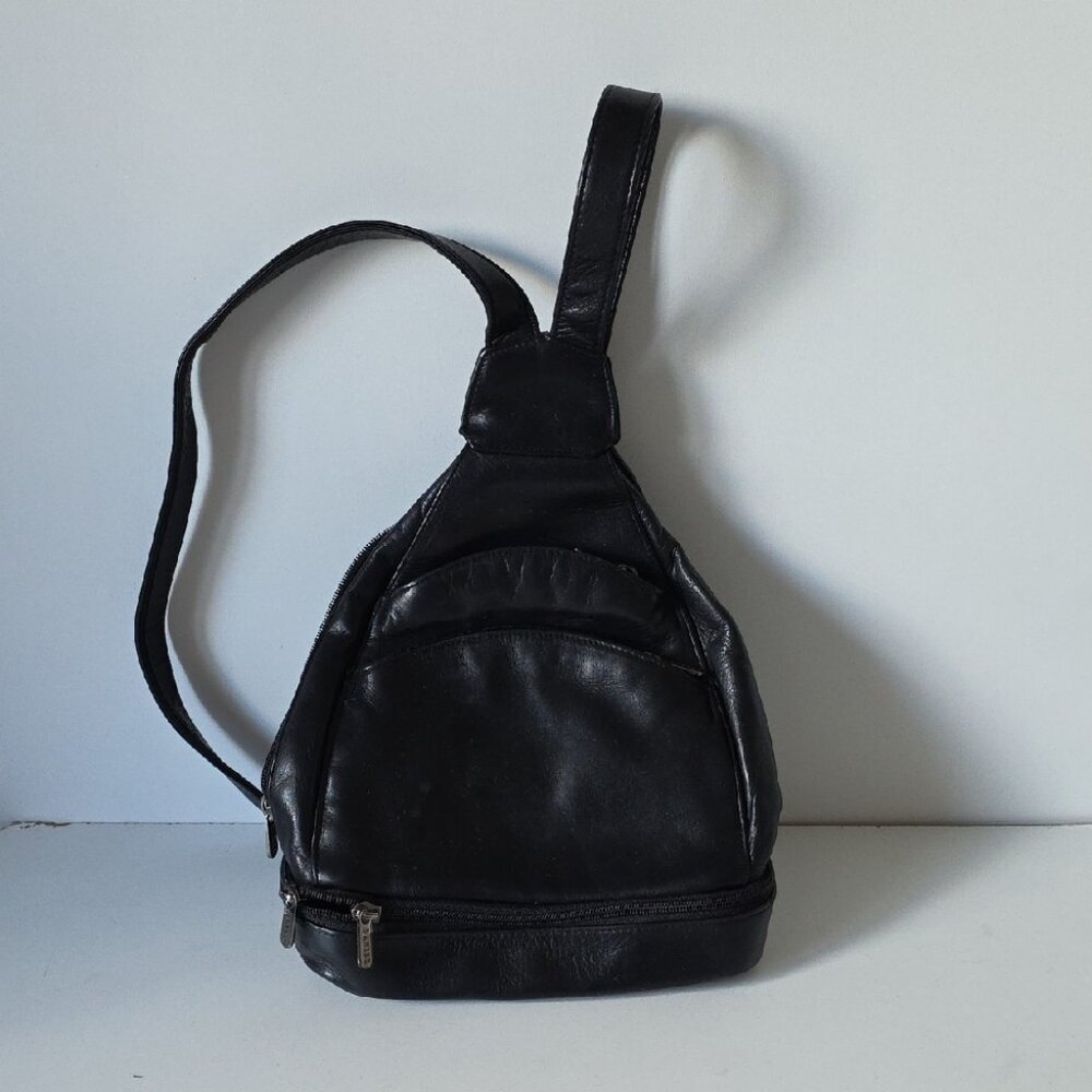 Elegant Black Leather Sling Bag